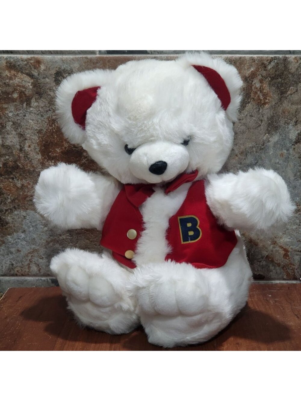 Vintage DanDee Holiday Plush Bear Red Vest Gold B 1995
